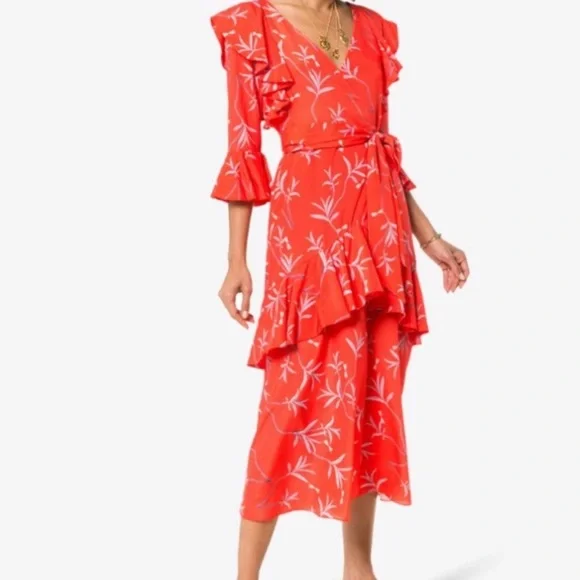 open lace back dress Ninet Cotton Midi Dress - Geo Flower Pink